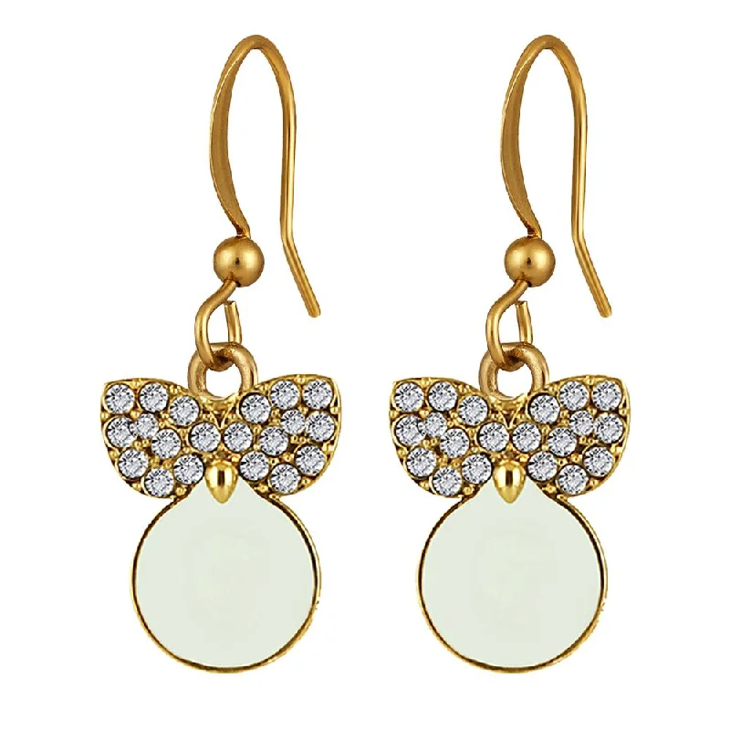 women designer earrings -Mahi Gold Plated White Meenakari Work and Crystals Cute Earrings for Women (ER1109850GWhi)