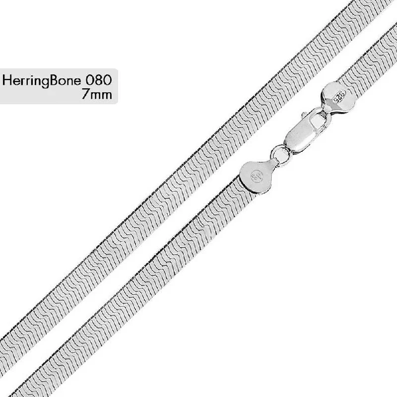 women wire bracelets -Herring Bone 080 Chain or Bracelet 6.8mm - CH815