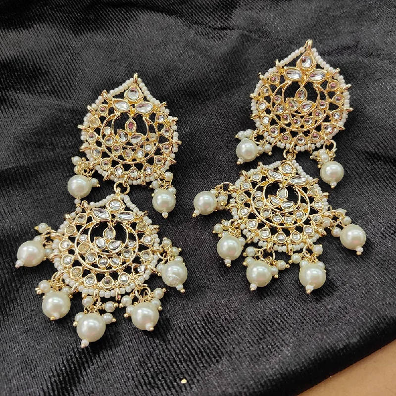 women hoop earrings -Bhavi Jewels Gold Plated Kundan Stone And Beads Dangler Earrings