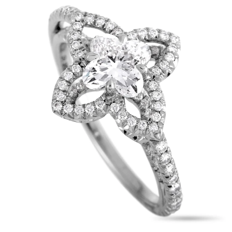 women engagement rings with matching bands -Louis Vuitton Monogram Fusion Platinum and Diamond Engagement Ring