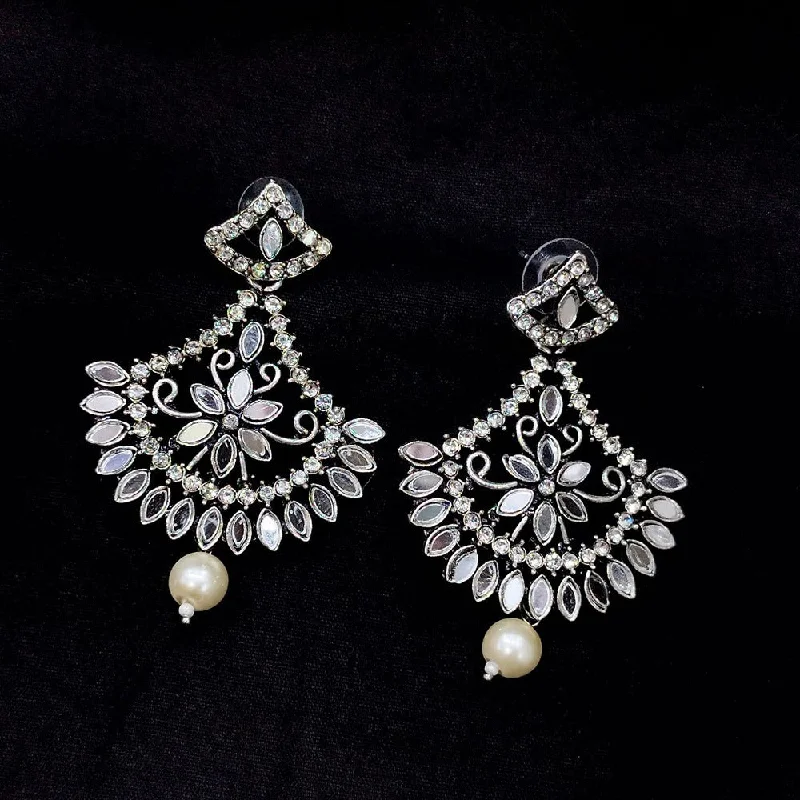 women luxury diamond earrings -Akruti Collection Oxidised Plated Mirror Dangler Earrings