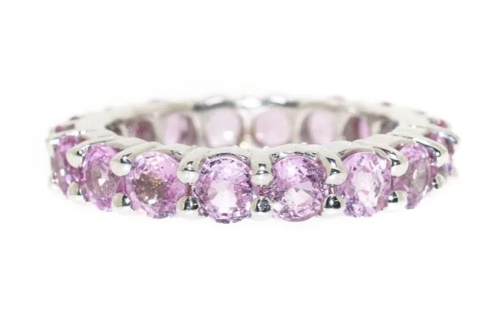 women classic rings -14kt White Gold Pink Sapphire Eternity Ring