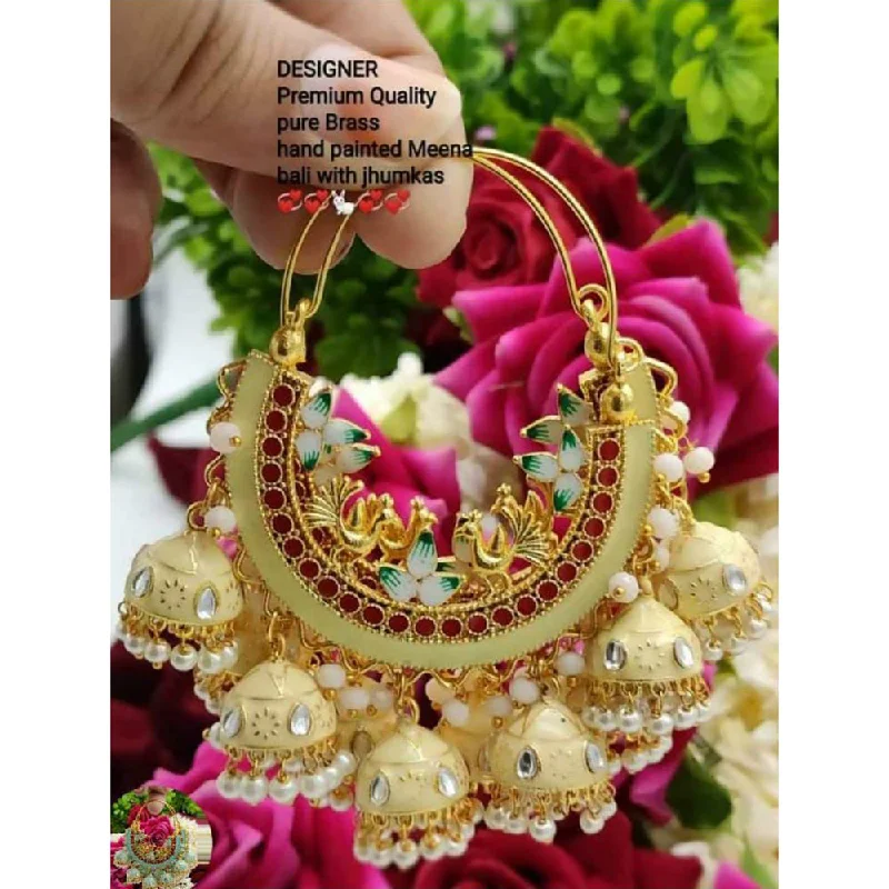 women floral earrings -Bhavi Jewels Meenakari Jhumki Earrings