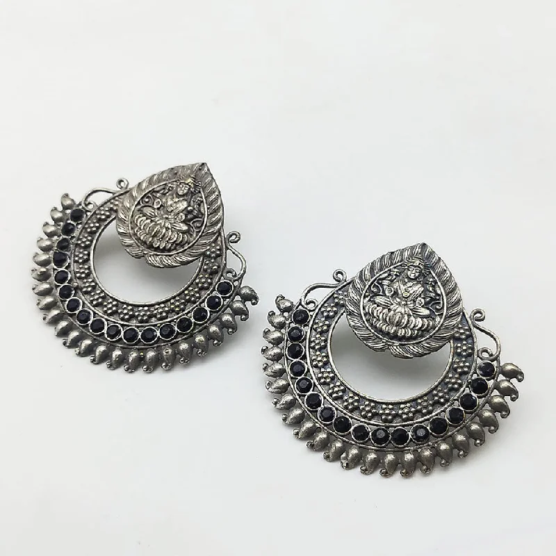 women drop stud earrings -Manisha Jewellery Oxidised Plated Pota Stone Temple Dangler Earrings