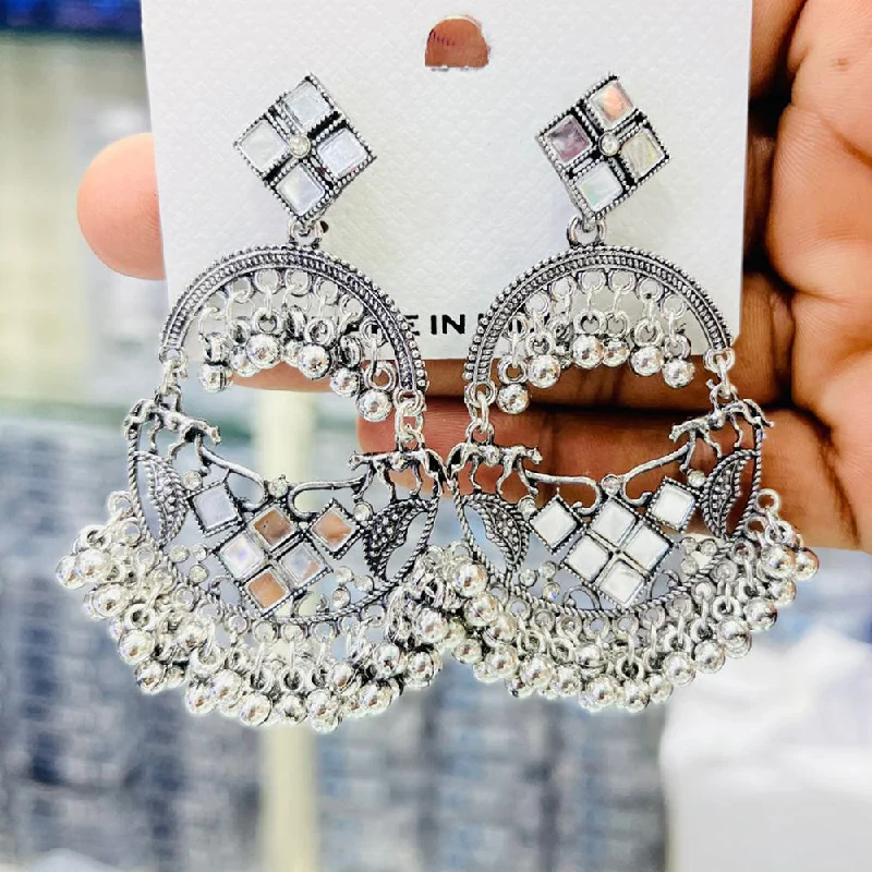 women vintage earrings -Manisha Jewellery Oxidised Plated Mirror And Ghungroo Dangler Earrings