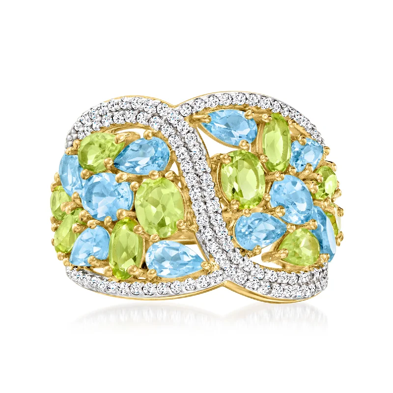 women oval engagement rings -Ross-Simons Multi-Gemstone Crisscross Ring in 18kt Gold Over Sterling