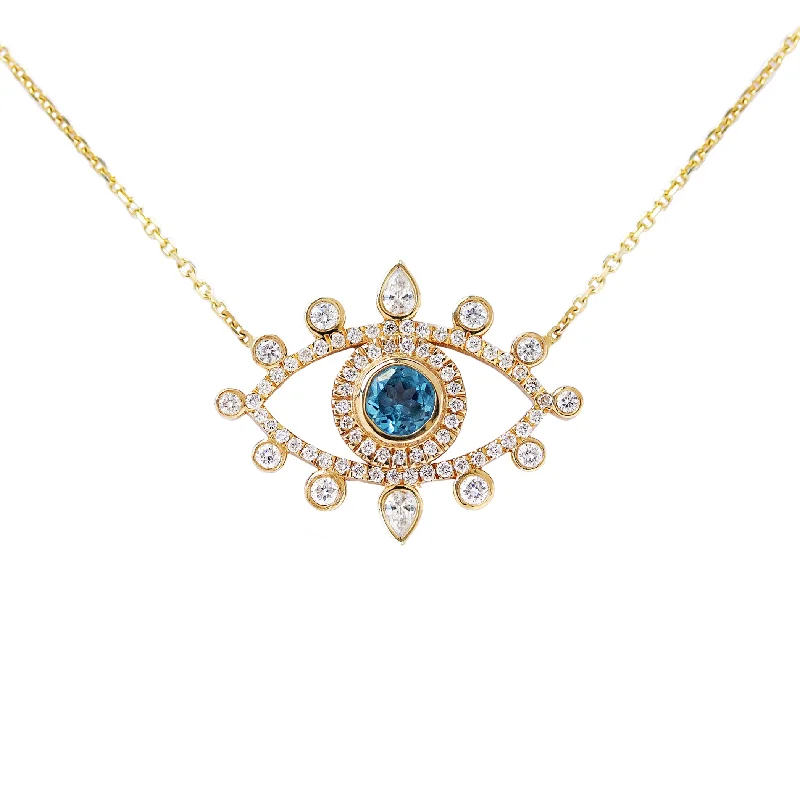 women rose gold pendant necklaces -Large Evil Eye Protection Amulet Necklace ♥