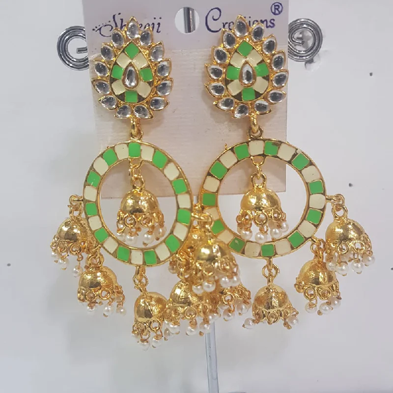 women gemstone earrings -Shreeji Gold Plated Meenakari Dangler Earrings