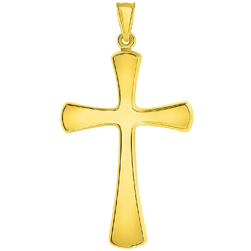 women personalized necklaces -14k Yellow Gold High Polished Large Simple Religious Cross Pendant