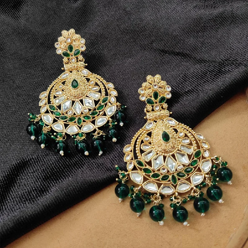 women vintage earrings -Bhavi Jewels Gold Plated Kundan Stone And Beads Dangler Earrings