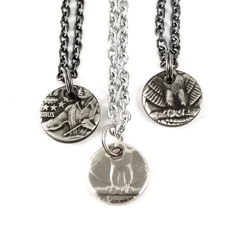 women silver necklaces -1965-1998 Washington Quarter Punch Out Charm Necklace