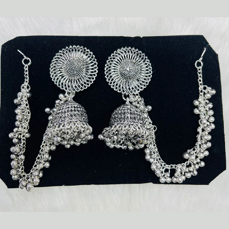 women multicolored stone earrings -Manisha Jewellery Oxidised Plated Kanchain Jhumki Earrings