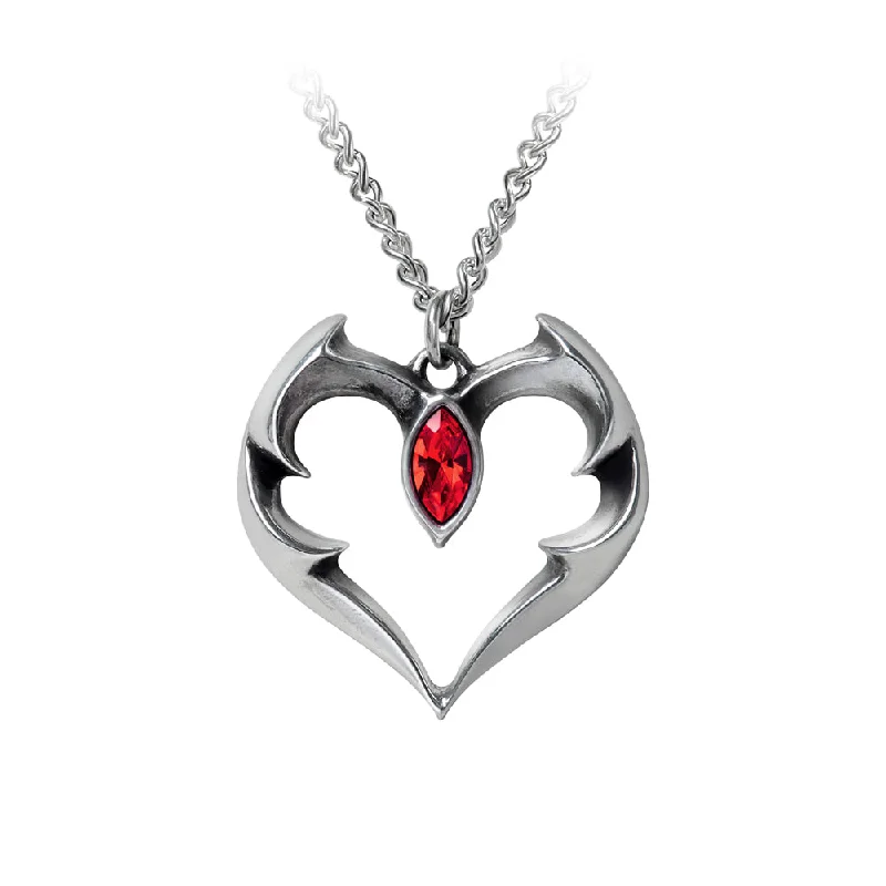 women choker necklaces -Batheart Crystal Bat Heart Pendant Necklace by Alchemy Gothic