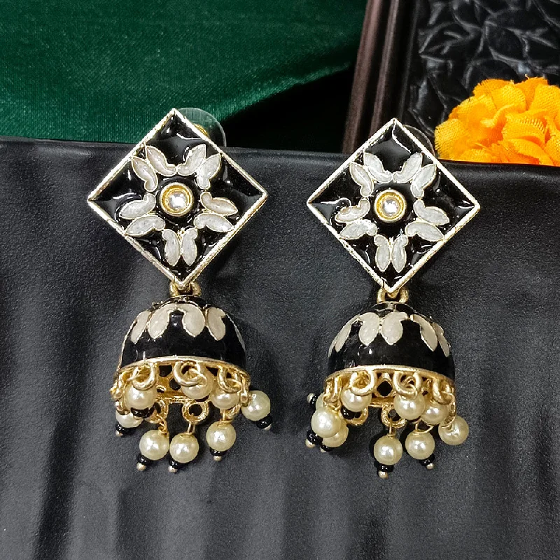 women personalized earrings -Bhavi Jewels Gold Plated Mennakari Jhumki Earrings