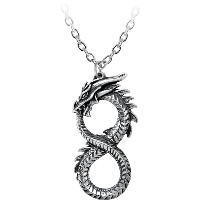 women simple pendant necklaces -Infinity Dragon Pendant Necklace by Alchemy Gothic