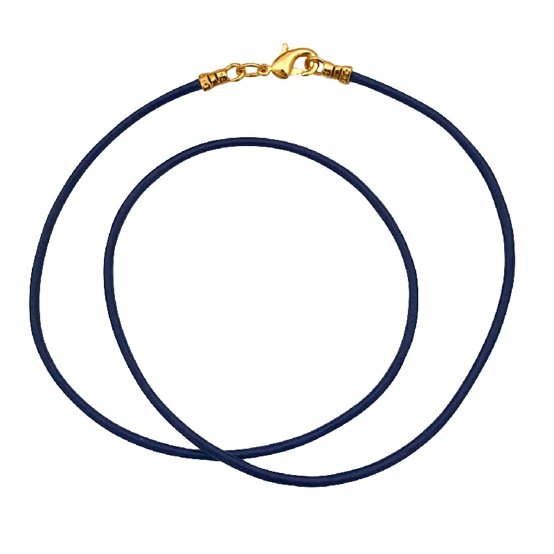 women luxury necklaces -Gold Plated 1.8mm Fine Navy Blue Leather Cord Necklace