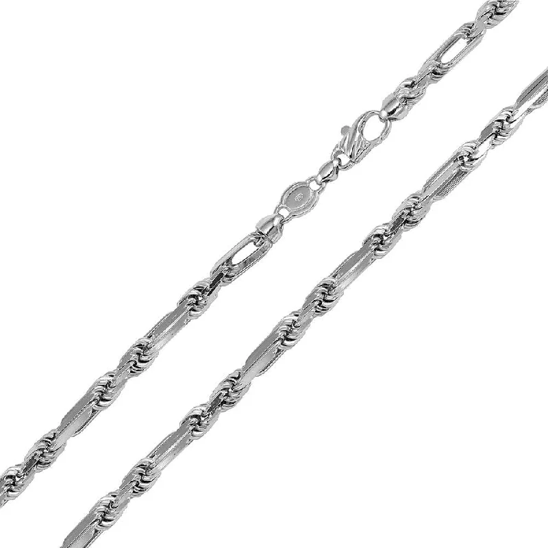 women stacking bracelets -Rhodium Plated 925 Sterling Silver Hand Made Figarope Milano Chain or Bracelet 5.5mm - CH194 RH