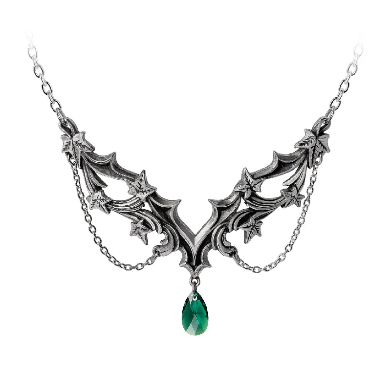 women engraved gold necklaces -Churchyard Green Crystal Choker Necklace by Alchemy Gothic