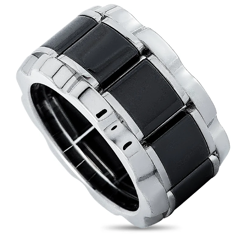 women diamond band engagement rings -Tag Heuer Stainless Steel and Ceramic ~0.007 ct Diamond Ring