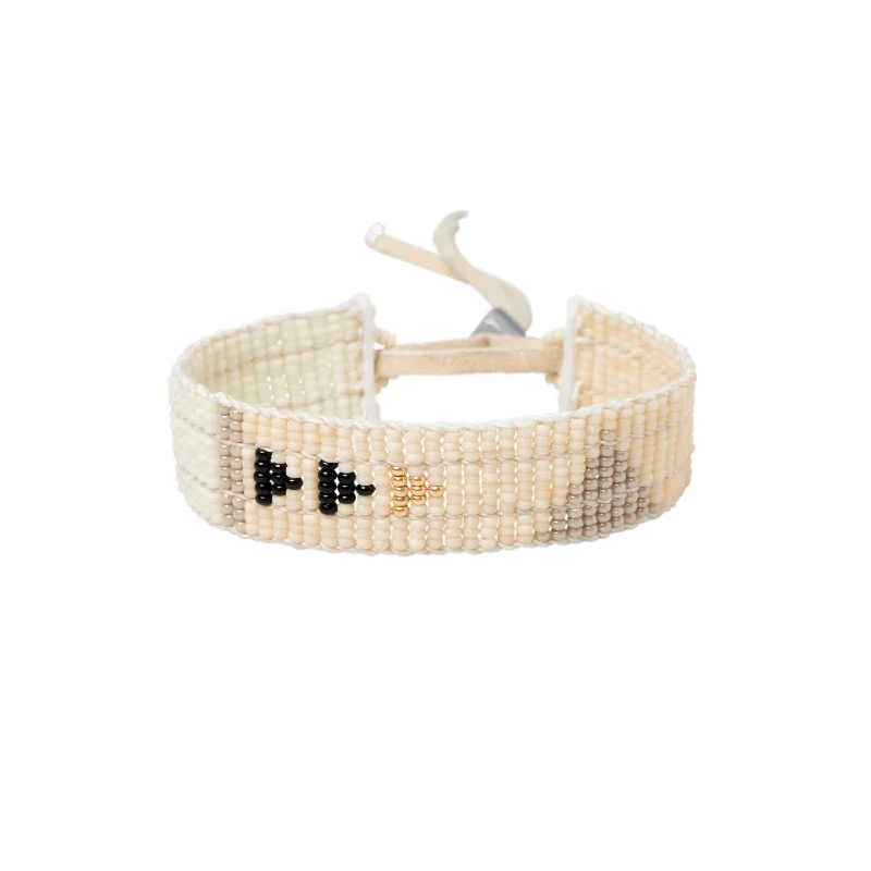 women bangles sets -Narrow Pembetatu Warrior Bracelet - PINK/OFF WHITE/BLACK