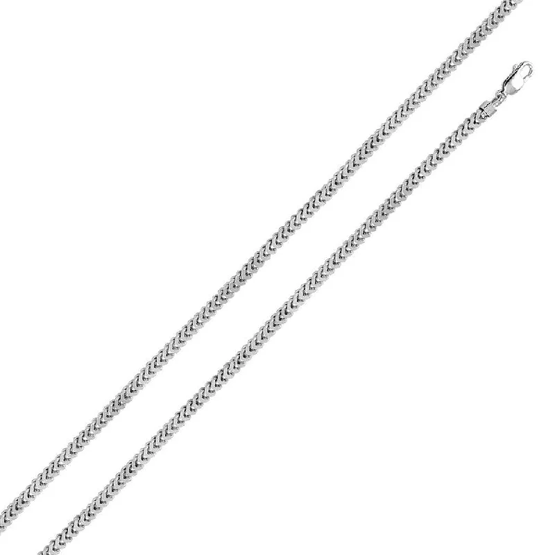 women thin bracelets -Rhodium Plated 925 Sterling Silver Hollow Franco Chain or Bracelet 3.6mm - CHHW100 RH