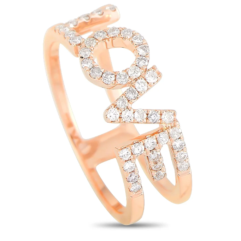 women alternative engagement rings -LB Exclusive 14K Rose Gold 0.35 ct Diamond Love Ring