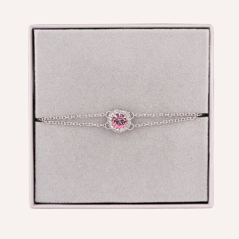 women cuff bracelet sets -October Tourmaline-Colour Birthstone Bracelet In Silver-Tone