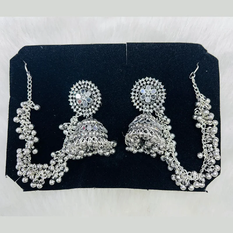 women textured earrings -Manisha Jewellery Oxidised Plated Mirror Kanchain Jhumki Earrings