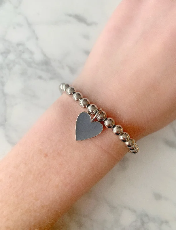 women floral bracelets -Grey Enamel Heart Bracelet