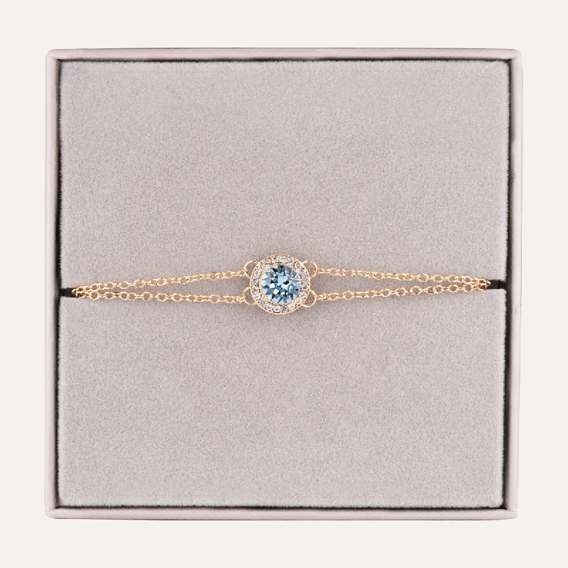 women vintage-style bangles -March Aquamarine-Colour Birthstone Clasp Bracelet In Gold-Tone