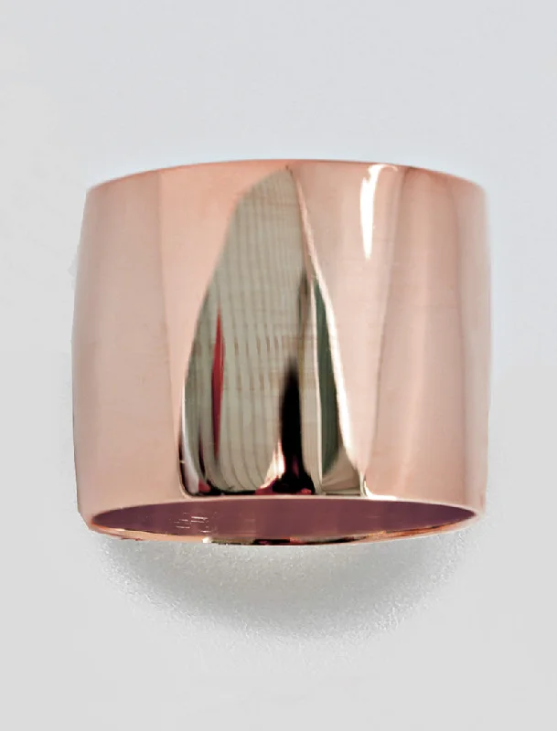 women art deco wedding bands -RICH Thick Cigar Band Ring | 18K Rose Gold Over Sterling Silver