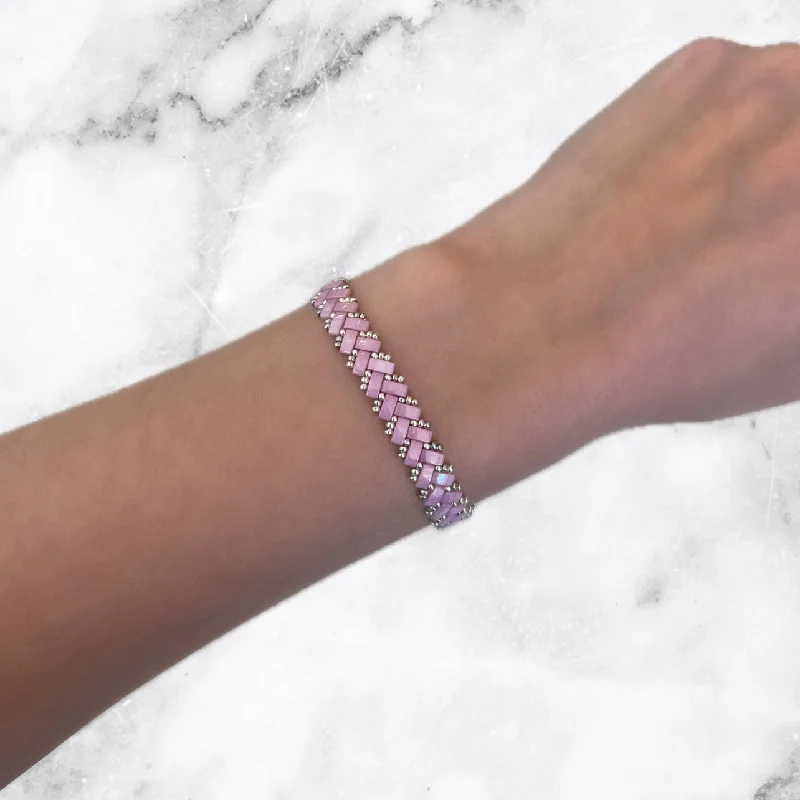 women handmade bracelets -Lilac & Silver Tila Rope Bracelet