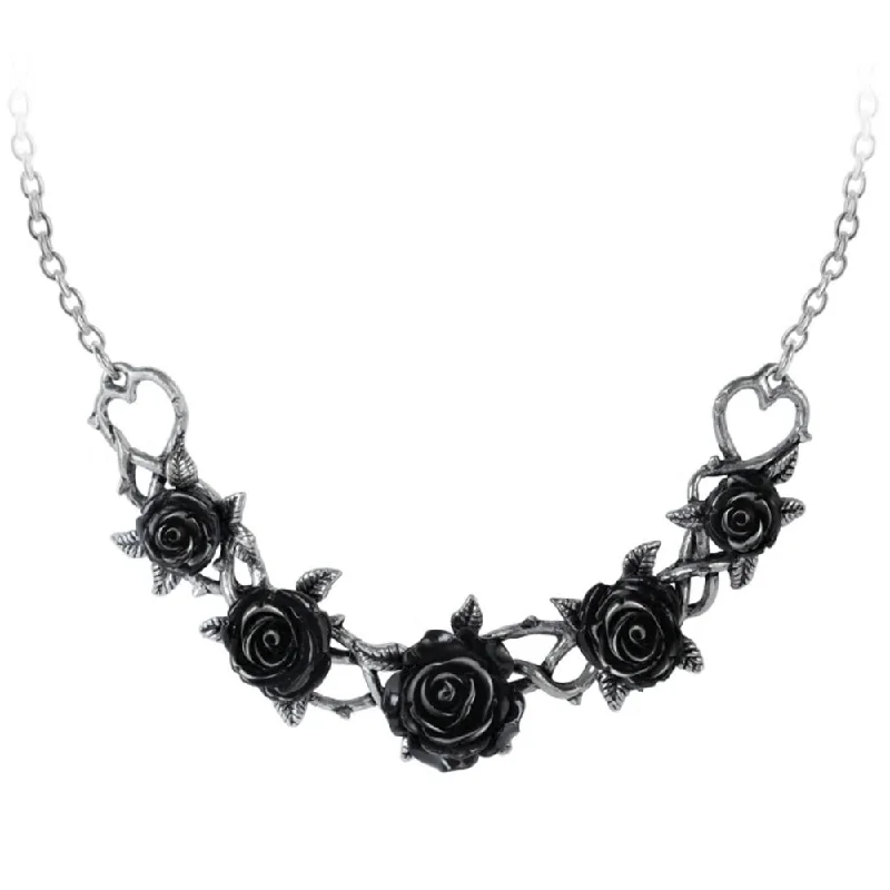 women teardrop necklaces -Black Rose Briar Choker Necklace by Alchemy Gothic