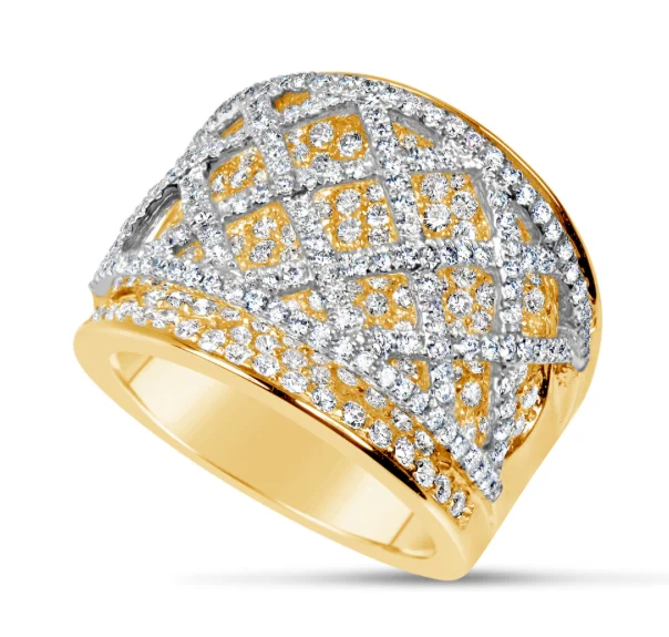 women sapphire and diamond rings -18kt Two Tone Diamond Fashion Ring (2.55 ctw)