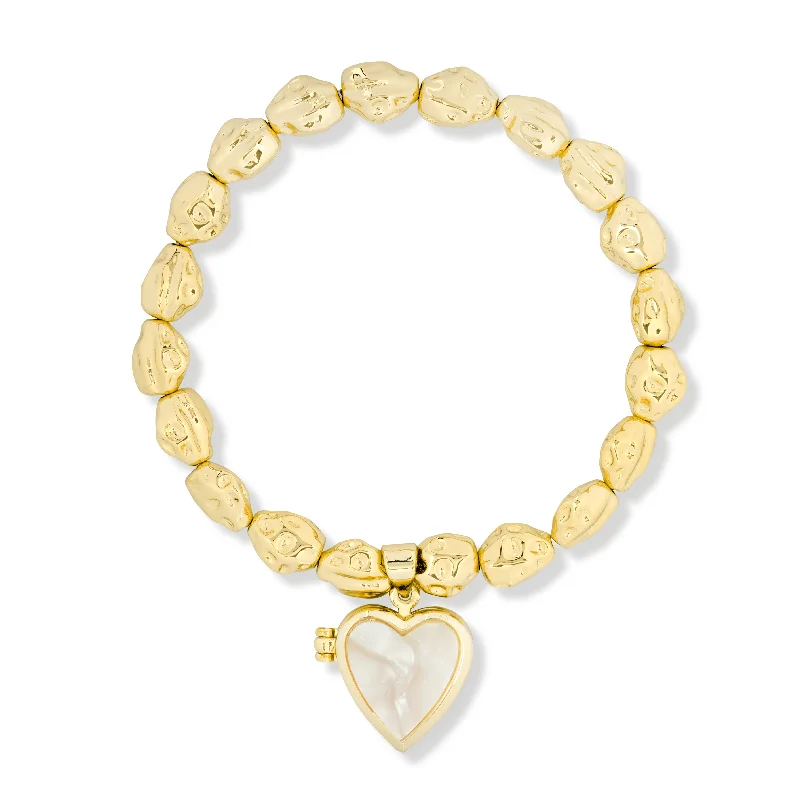 women chunky bracelets -Roxy Heart Locket Bracelet White