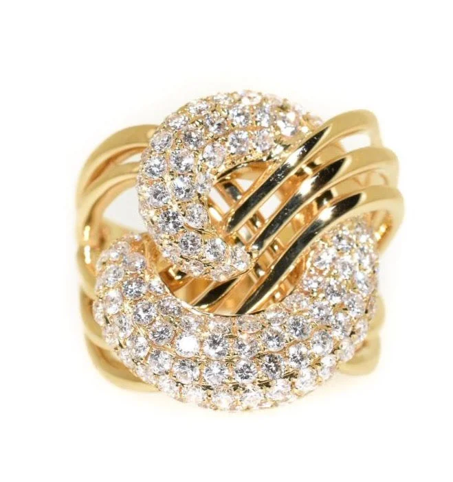 women halo rings -18kt Yellow Gold Diamond Loop Ring (1.95 ctw)