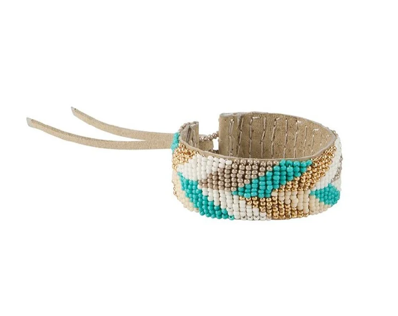 women minimalist bracelets -Narrow Chevron Leather Bracelet - TURQUOISE/WHITE/TAUPE/PINK