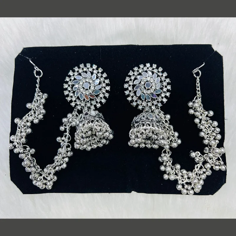 women pearl stud earrings -Manisha Jewellery Oxidised Plated Mirror Kanchain Jhumki Earrings