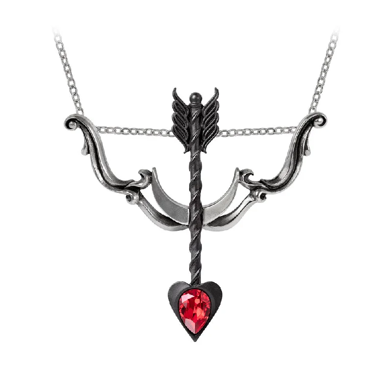 women statement necklaces -Desire Moi Cupid Bow and Heart Arrow Necklace by Alchemy Gothic