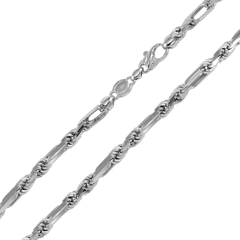 women luxury bangles -Rhodium Plated 925 Sterling Silver Hand Made Figarope Milano Chain or Bracelet 6.2mm - CH195 RH