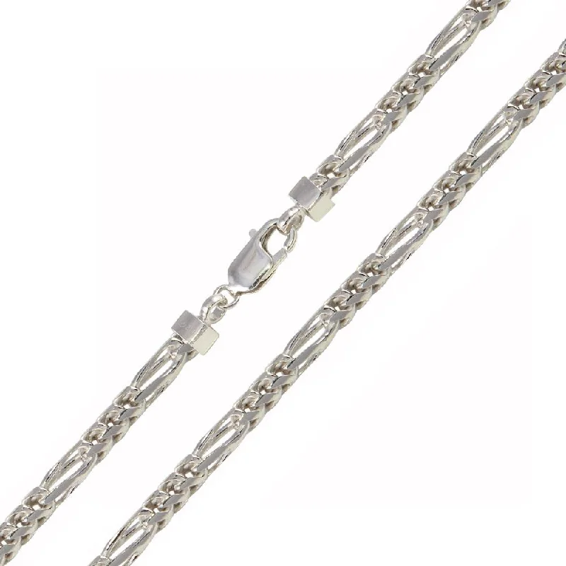 women wedding bangles -Rhodium Plated 925 Sterling Silver Figaro Franco Chain or Bracelet 5mm - CH942 RH