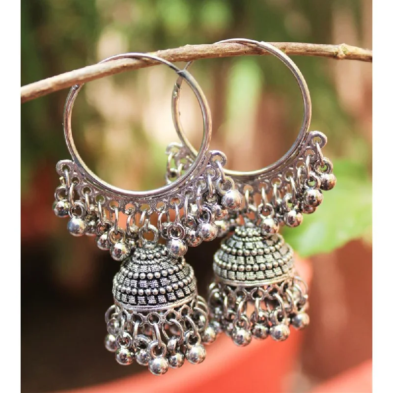 women ear cuff earrings -H K Fashion Oxidised Plated Jhumki Earrings