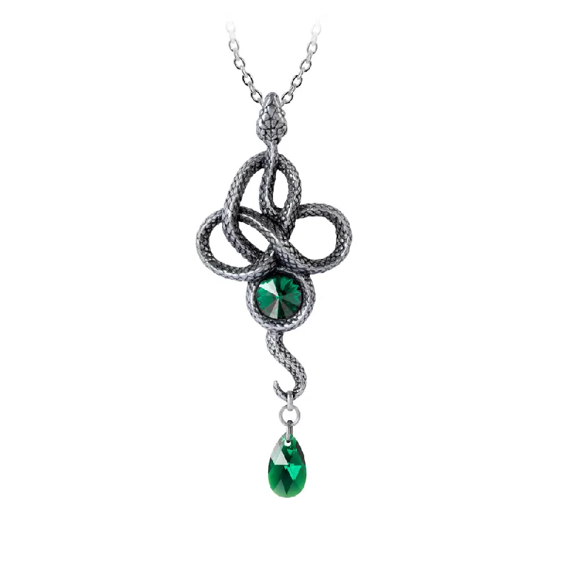 women casual necklaces -Tercia Serpent Snake Crystal Necklace by Alchemy Gothic