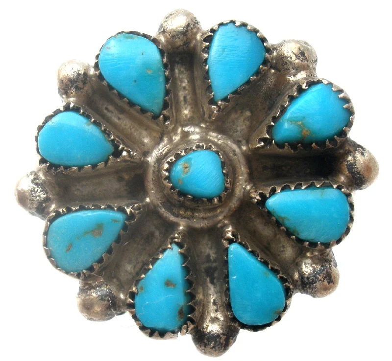 women cushion diamond rings -Zuni Petit Point Turquoise Ring Size 8 Vintage