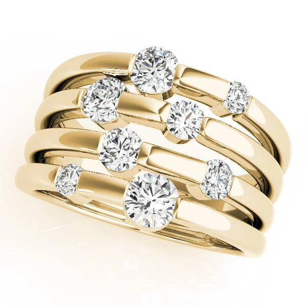 women luxury engagement rings -14kt Yellow Gold MultiRow Diamond Fashion Ring (1 ctw)