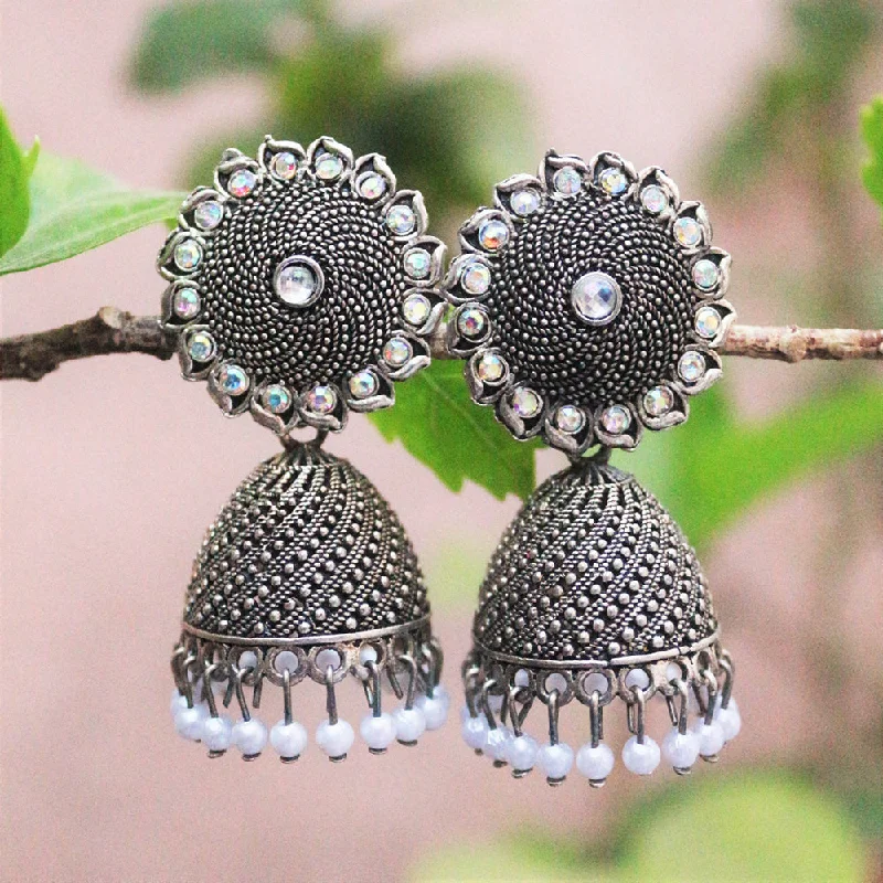 women contemporary earrings -H K Fashion Oxidised Plated  Austrian Stone  Jhumki Earrings