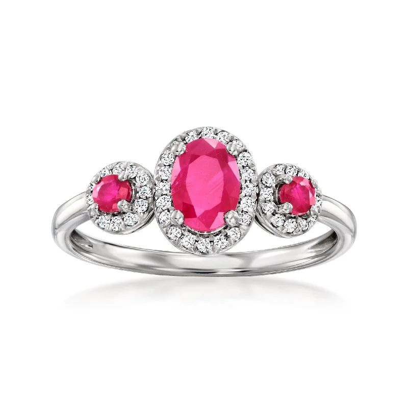 women vintage diamond engagement rings -Ross-Simons Ruby and . Diamond Ring in 14kt White Gold