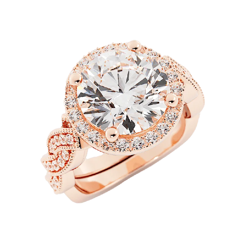 women colorful gemstone rings -3.3 Carat Round Cut Moissanite Engagement Ring 14k Rose Gold