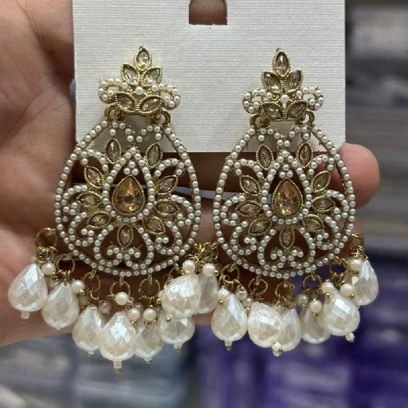 women hoop earrings -Kavita Art Gold Plated Crystal Stone And Beads Dangler Earrings