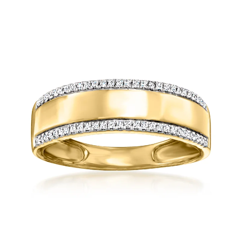 women three-stone engagement rings -Ross-Simons Diamond-Edge Ring in 18kt Gold Over Sterling